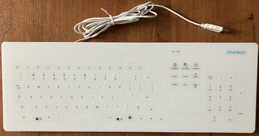 TKR-103-TOUCH-KGEH-VESA-WHITE-USB-US/EU, сенсорная клавиатура с тачпадом, 103 клавиши, английская раскладка, белый цвет, USB-интерфейс