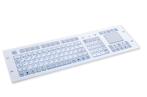 Мембранная клавиатура TKS-105a-FP-3HE-USB-US/CYR, компактный 19" панельный вариант (3U), 105 клавиш, русифицированная, IP65, USB