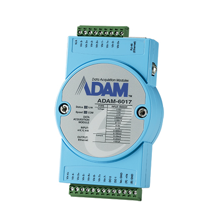 Модуль аналогового ввода, 8 каналов (мВ, мА, В), интерфейс Ethernet, протокол Modbus/TCP