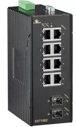 Защищенный управляемый коммутатор; 8 x 10/100TX; 0 x 100FX; 2 SFP x Gigabit ; Terminal Block & DC Jack; DIN-rail; -40...+75°С