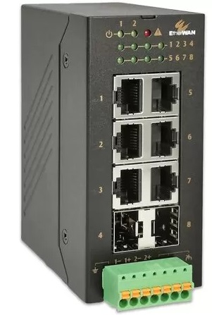 Неуправляемый промышленный Ethernet-коммутатор серии OttoE; 6 x 10/100BASE-T(X) +2 x 100BASE SFP