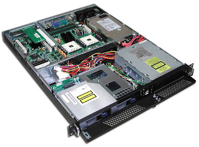 1U корпус для промышленного сервера на базе двухпроцессорной материнской платы с 2 отсеками для дисков «горячей» замены